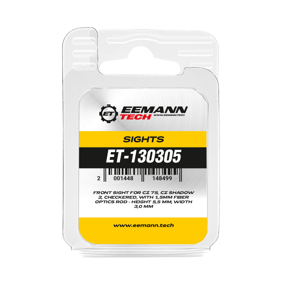 Eemann Tech Front Sight for CZ 75, CZ SHADOW 2, Checkered, with 1,5mm Fiber Optics Rod