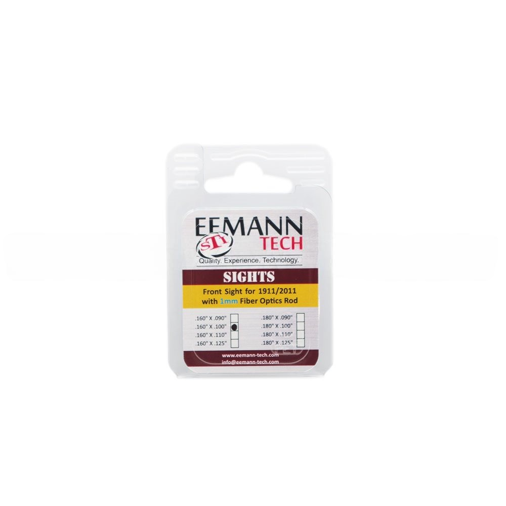 Eemann Tech Front Sight for 1911/2011, Checkered with 1mm Fiber Optics Rod
