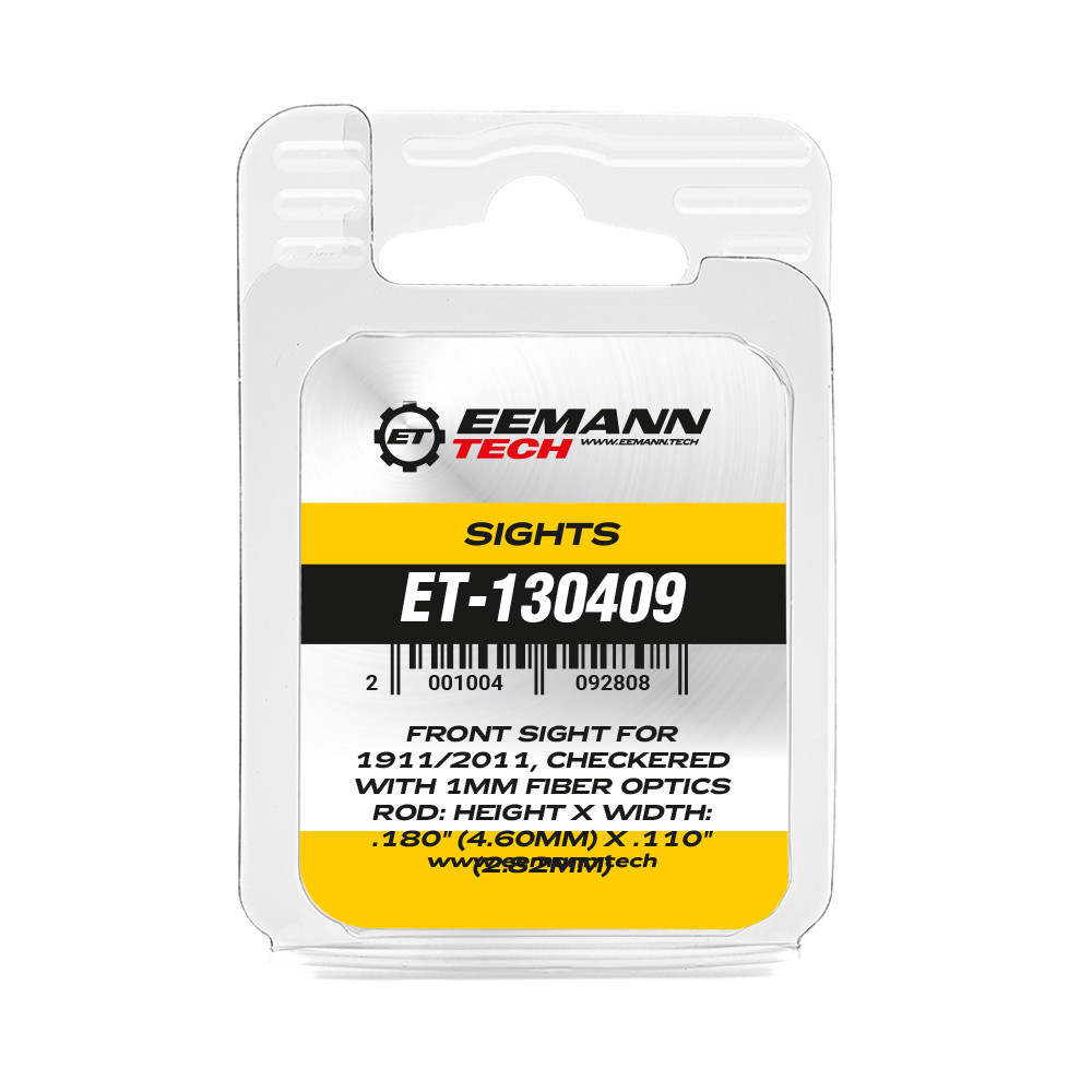 Eemann Tech Front Sight for 1911/2011, Checkered with 1mm Fiber Optics Rod