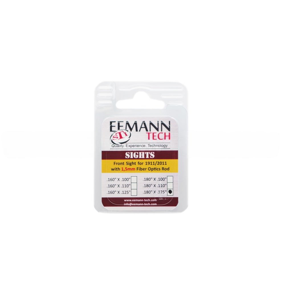 Eemann Tech Front Sight for 1911/2011, Checkered with 1,5mm Fiber Optics Rod