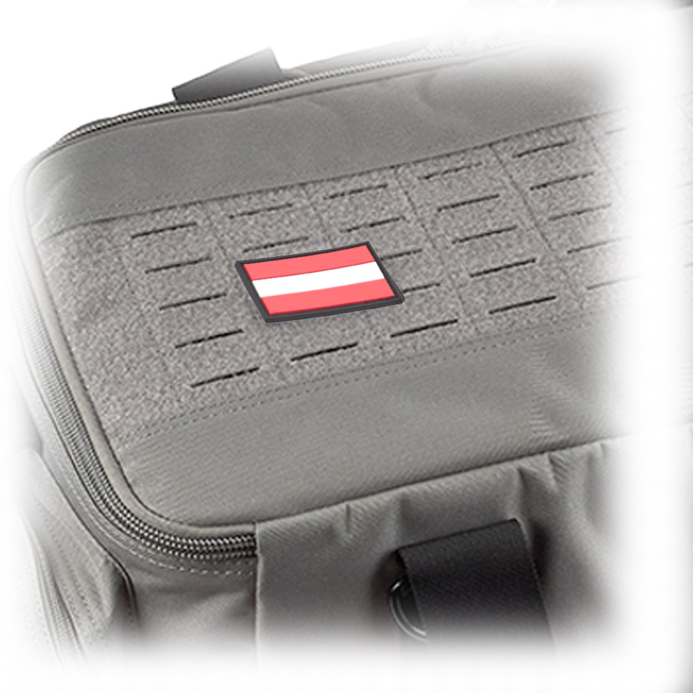 Austrian Flag PVC Patch 3x5cm with Hook and Loop Fastener
