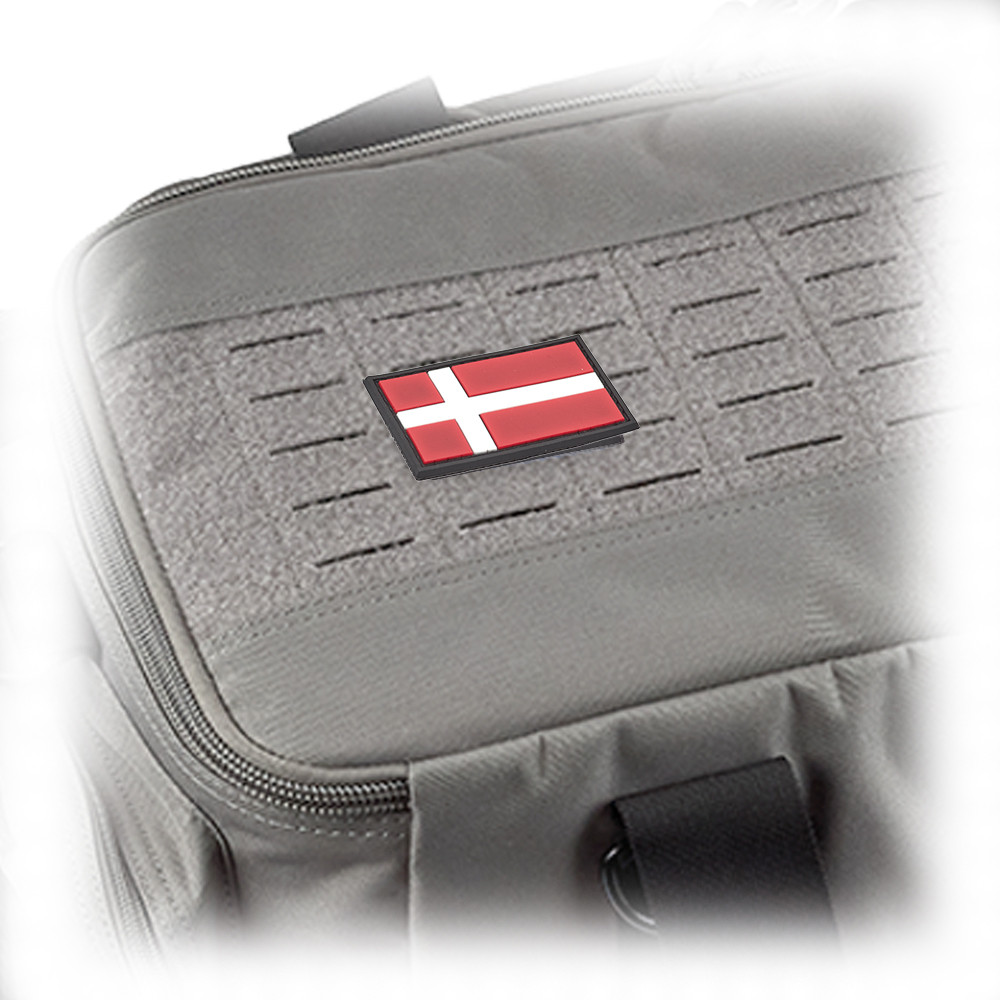 Danish Flag PVC Patch 3x5cm with Hook and Loop Fastener