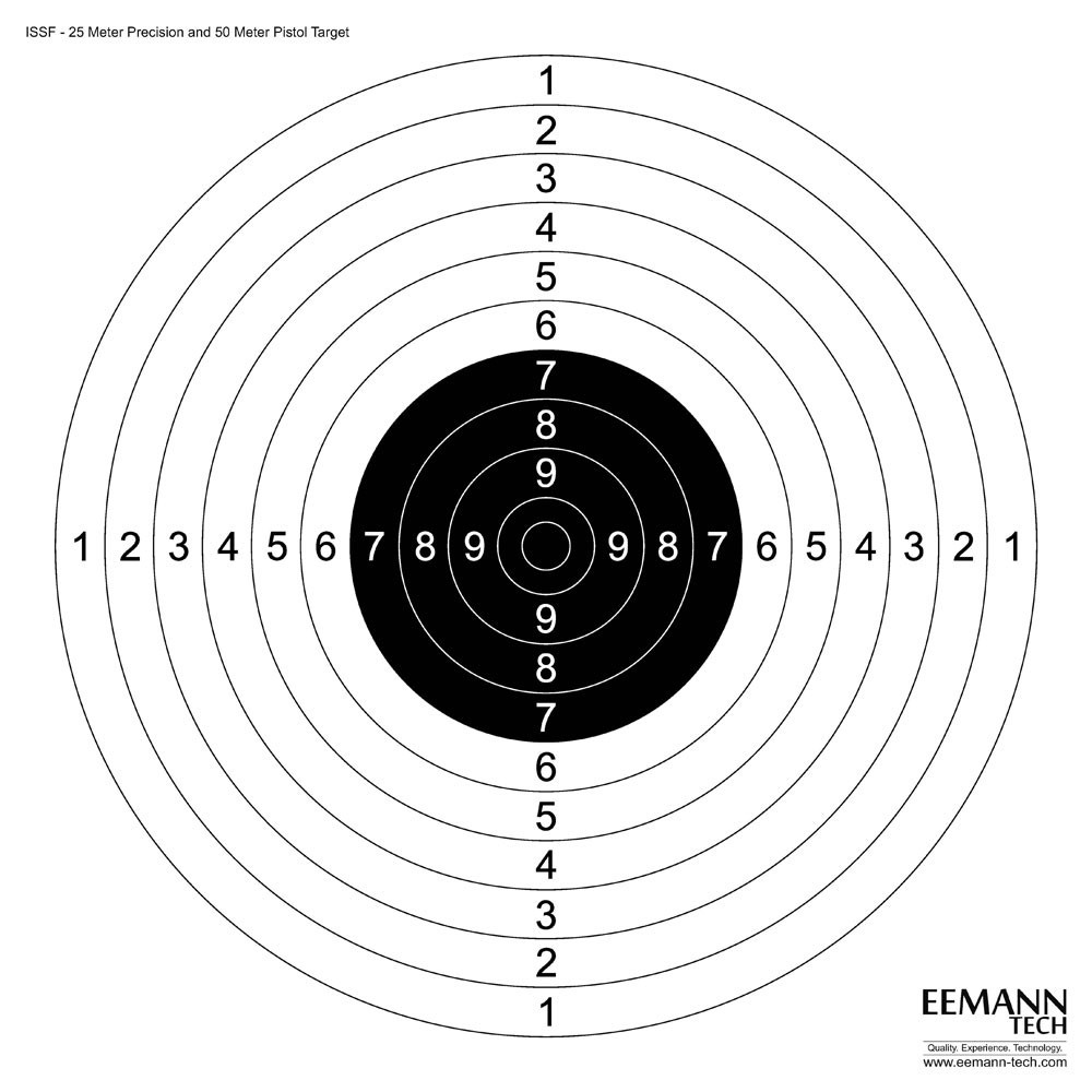 Eemann Tech ISSF 25M Precision & 50M Pistol Target – 100pcs.