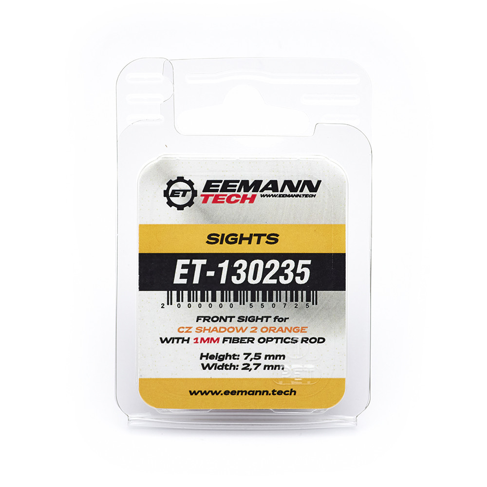 Eemann Tech Front Sight for CZ SHADOW 2 ORANGE, Checkered, with 1mm Fiber Optics Rod