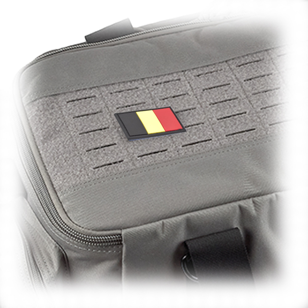 Belgium Flag PVC Patch 3x5cm with Hook and Loop Fastener