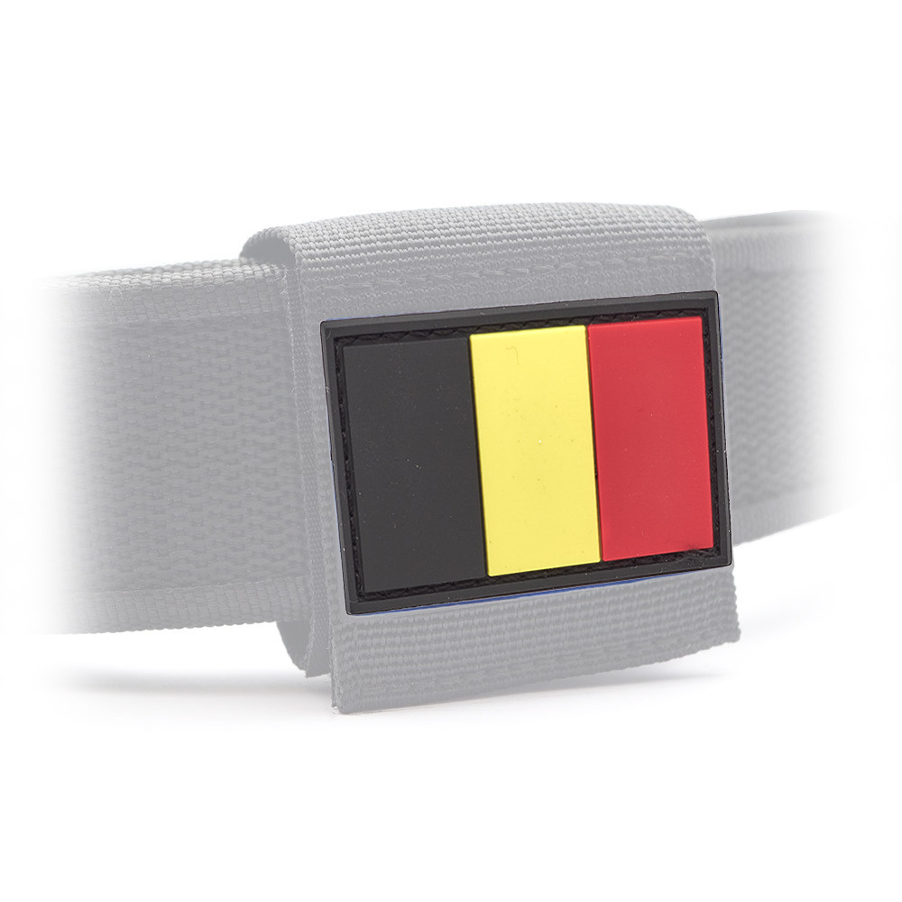 Belgium Flag PVC Patch 3x5cm with Hook and Loop Fastener