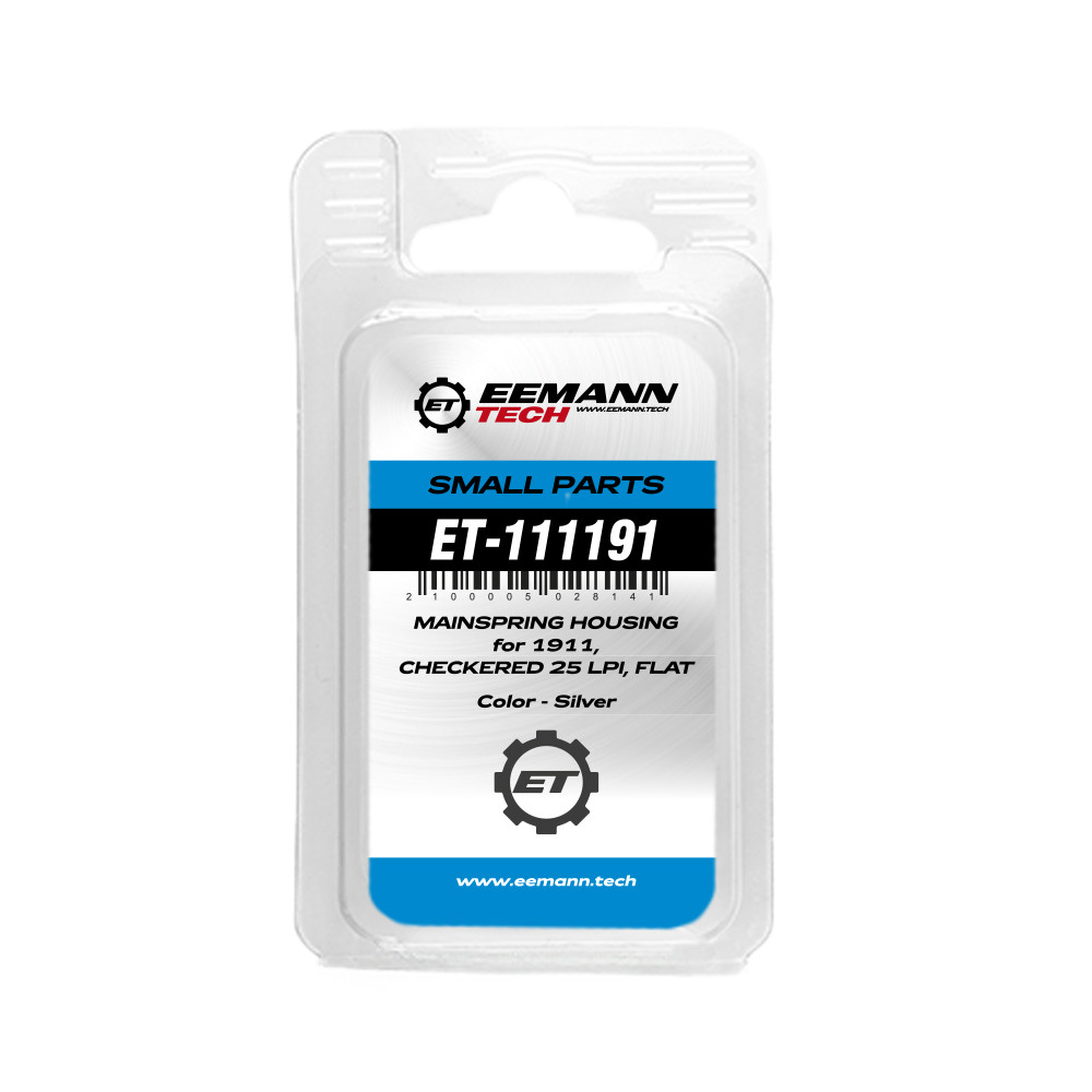Eemann Tech Mainspring Housing for 1911, Checkered 25 lpi, Flat