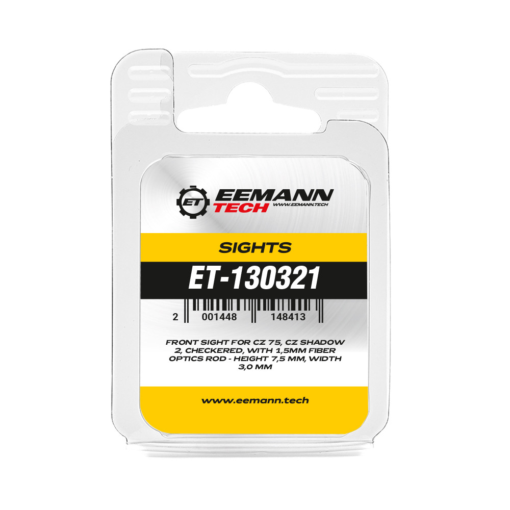Eemann Tech Front Sight for CZ 75, CZ SHADOW 2, Checkered, with 1,5mm Fiber Optics Rod