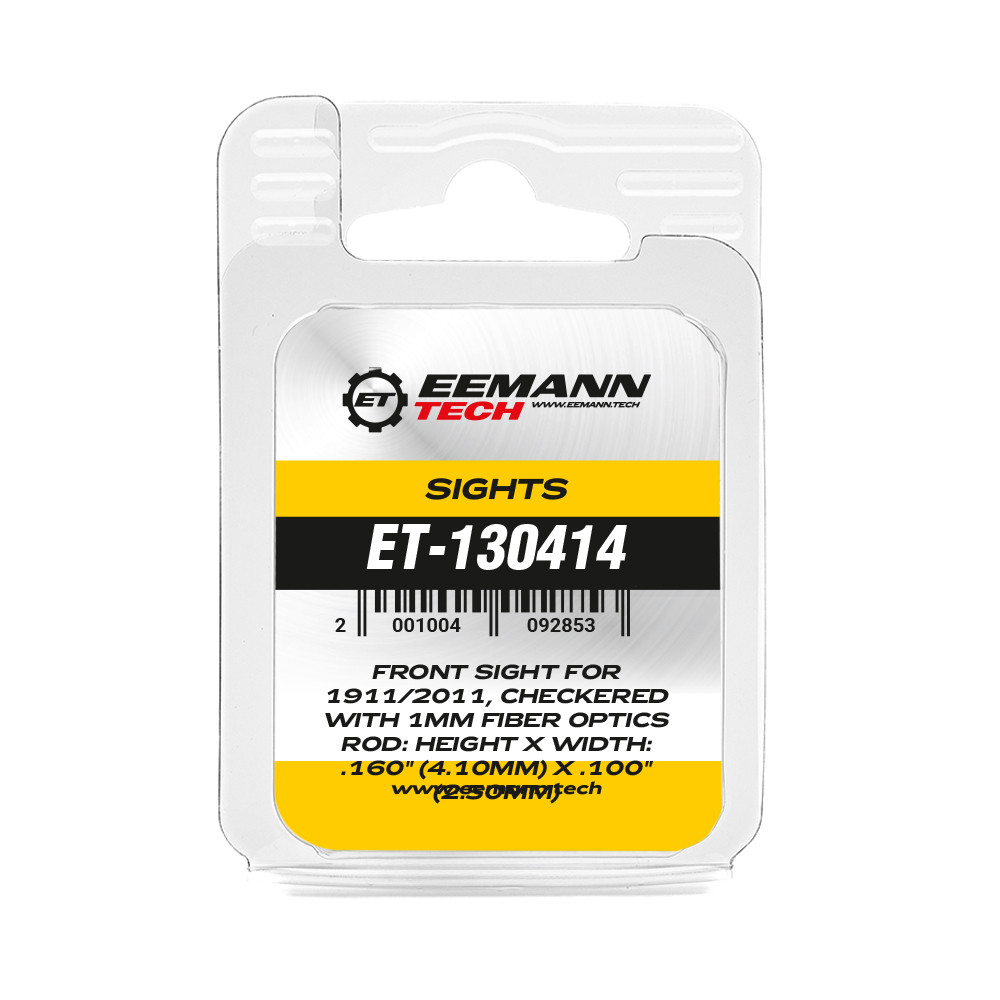 Eemann Tech Front Sight for 1911/2011, Checkered with 1mm Fiber Optics Rod