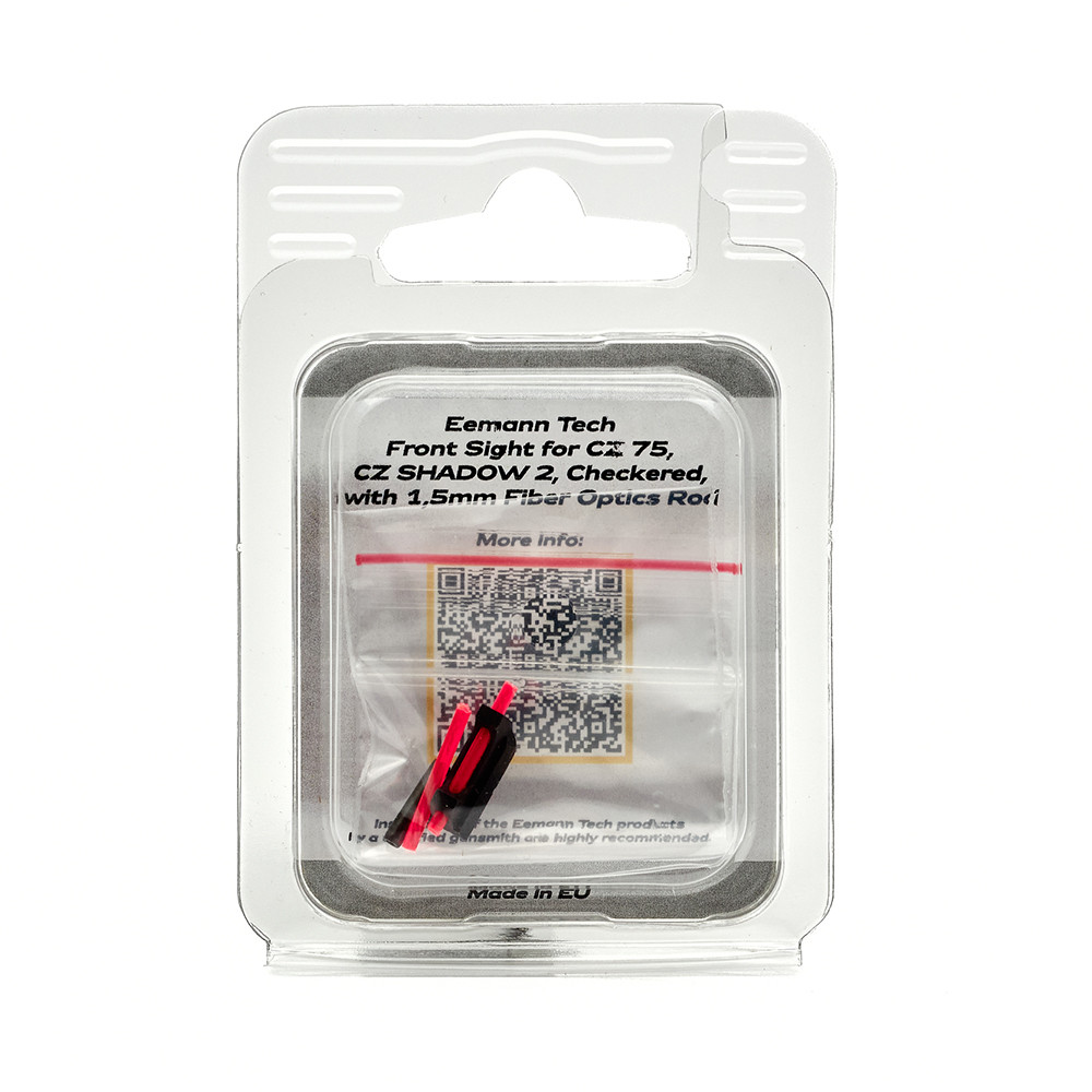 Eemann Tech Front Sight for CZ 75, CZ SHADOW 2, Checkered, with 1,5mm Fiber Optics Rod