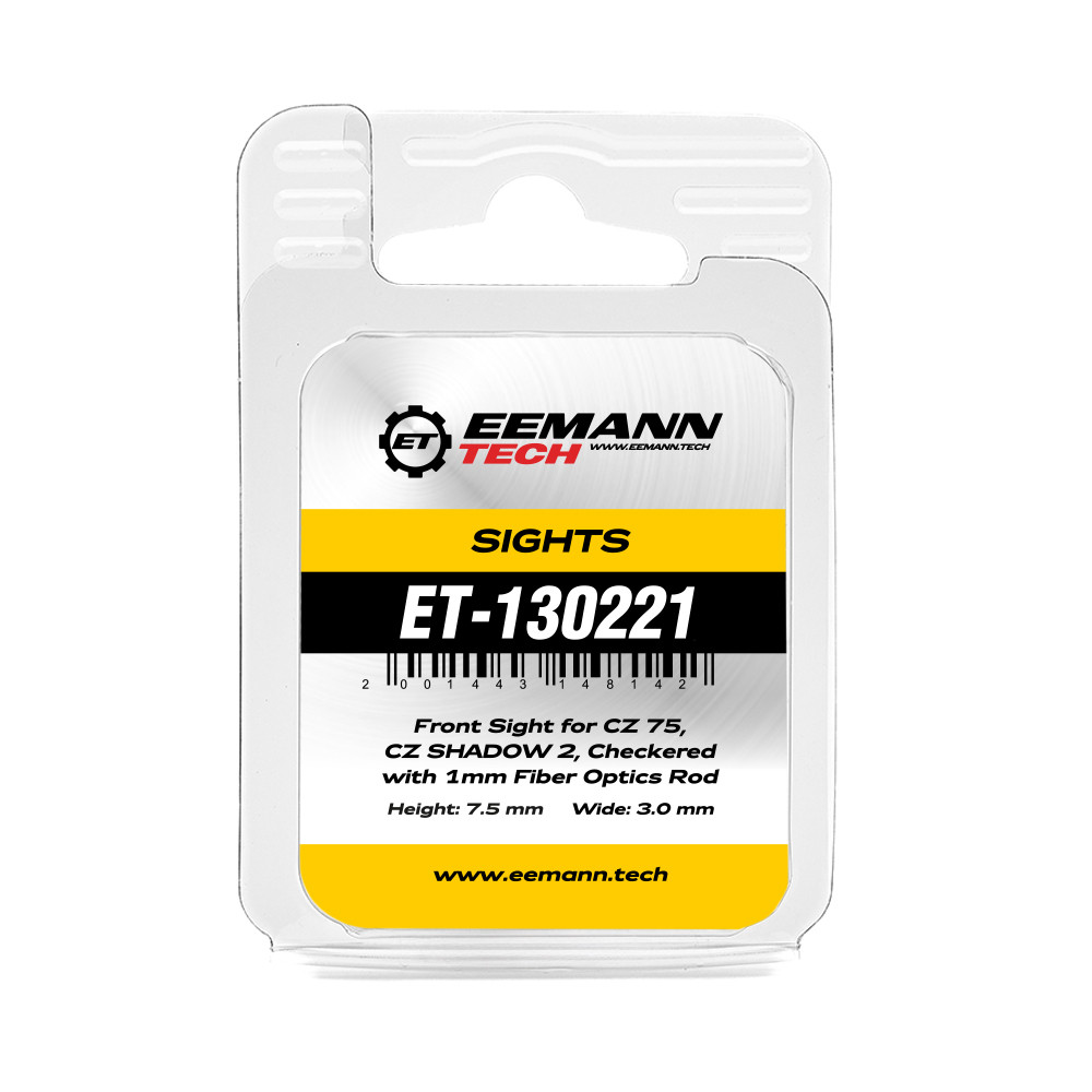 Eemann Tech Front Sight for CZ 75, CZ SHADOW 2, Checkered, with 1mm Fiber Optics Rod