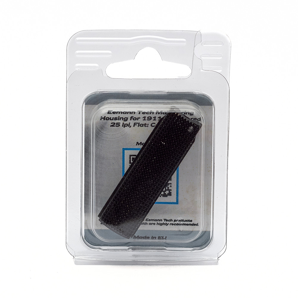 Eemann Tech Mainspring Housing for 1911, Checkered 25 lpi, Flat