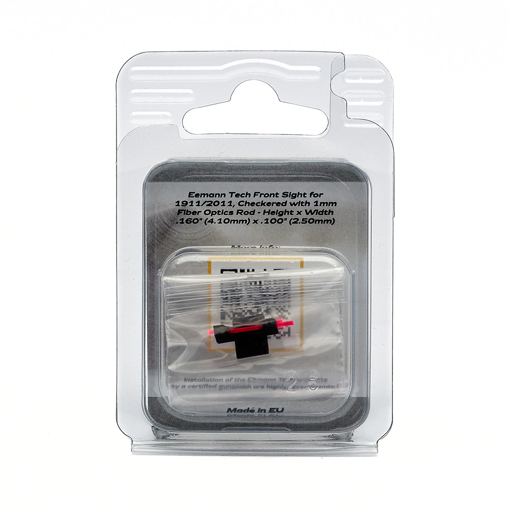 Eemann Tech Front Sight for 1911/2011, Checkered with 1mm Fiber Optics Rod