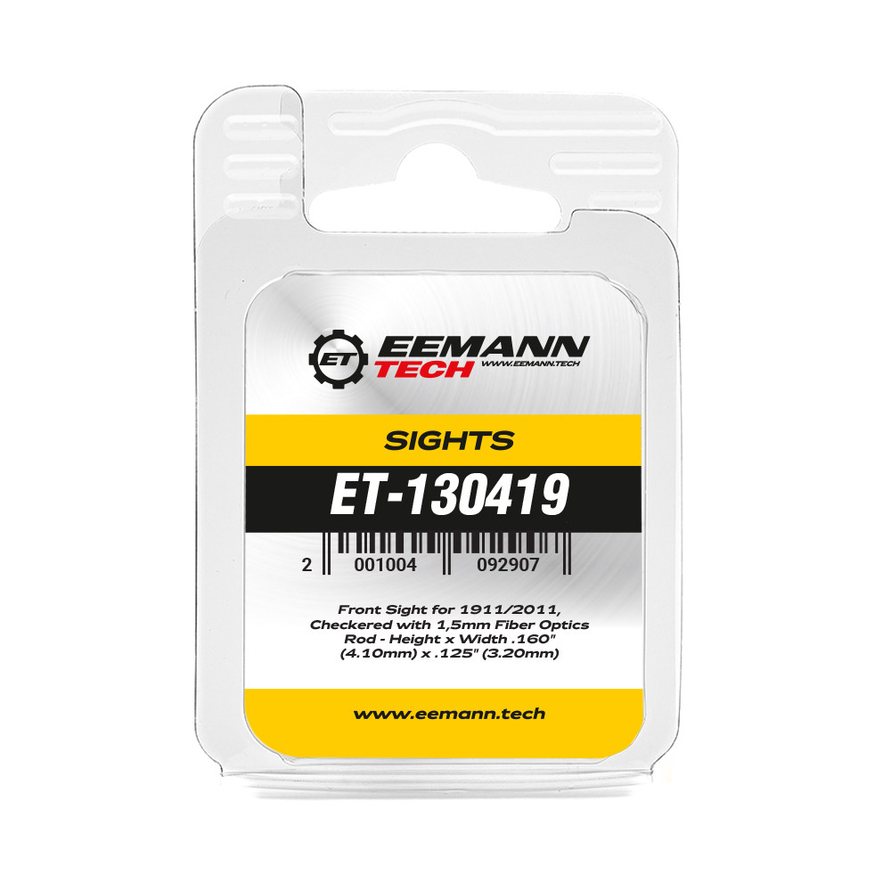 Eemann Tech Front Sight for 1911/2011, Checkered with 1,5mm Fiber Optics Rod